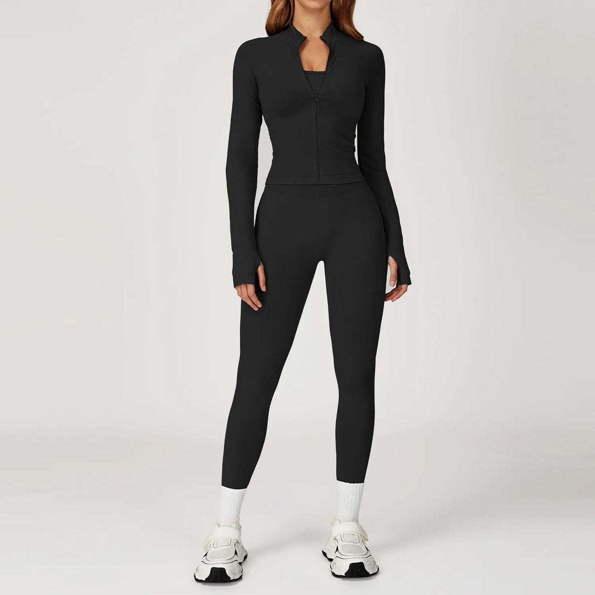 Women's Seamless Yoga Set Quick Drying Slim Fit High-end Feeling Exposed Feeling Set Outdoor Sports and Running Fitness Set