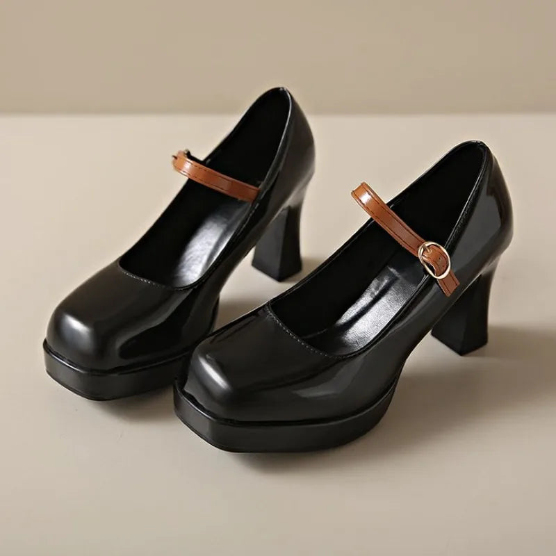2026 leather shoe for women high heel platform point toe elegant and fashion shoe High-heeled sandals