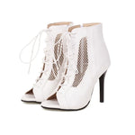 NASBAVI Fashion Summer Jazz Dance Shoes Peep Toe Ankle Boots for Women Sexy High Heels Lace-up Sandals Female Large Size 45