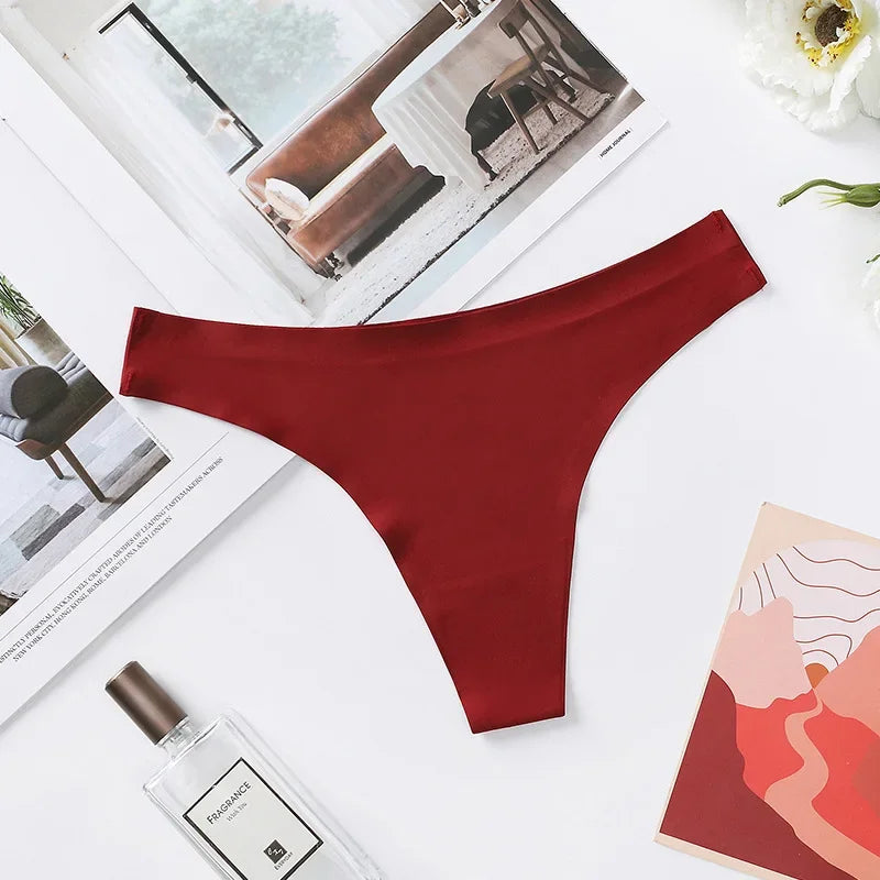 3Pcs/Set Women Panties Ultra-thin Thongs Female Underpants Seamless Underwear Sports Soft Solid Color Low Rise G-string