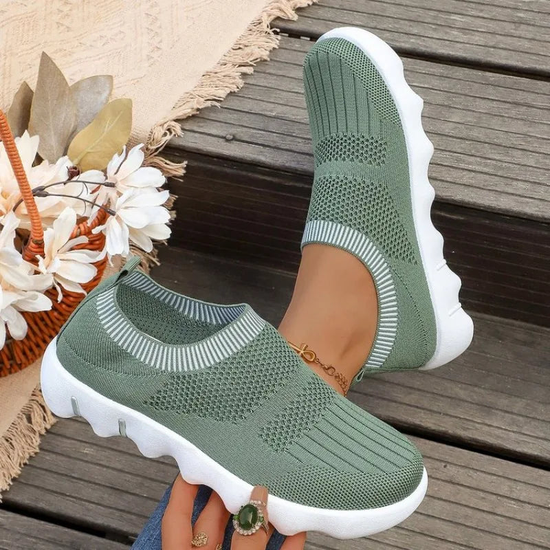 Spring Women Knitting Sock Sneakers Summer New Fashion Casual Breathable Mesh Outdoor Flats Walking Shoes for Women