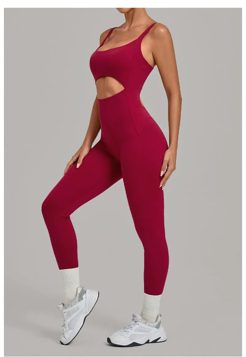 Women's Seamless Yoga Jumpsuits Sports Gym Fitness Backless Sleeveless Hip-lifting Pants One-piece Training Workout Bodysuits
