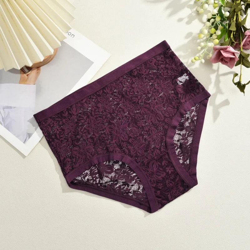 2Pcs/Set Women Sexy Panties Hollow Out Lace Floral Ladies Briefs Low Waist Solid Comfortable Hot Sale Female Underpants S-XXL