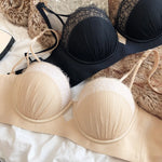 Sexy Half Cup Push Up Bra Women Lace Embroidery Underwear French Dot Hollow Thicken Bras Ladies Detachable Strap Lingerie