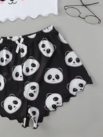 Women's 2pcs Cute Soft ComfyDoll Print Sexy Sleepwear Sleeveless Shorts Homewear Pajama Set Loungewear