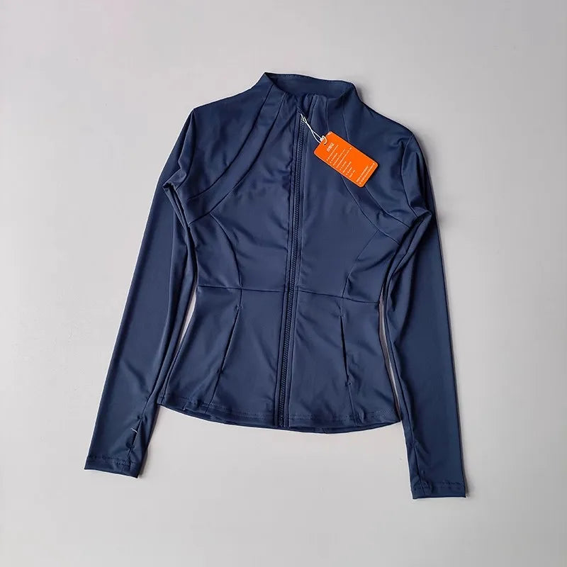 Women's Slim Fit Quick Dry Yoga Fitness Jacket Professional Running Sports Long Sleeve Top for Slimming Effect