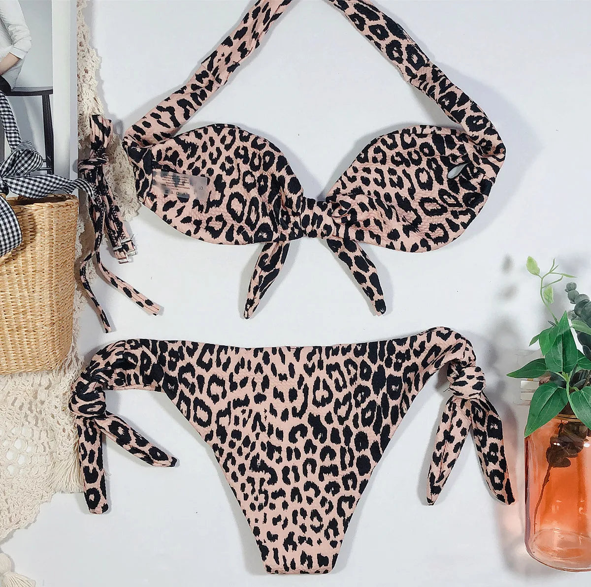 DEKA Dot Print Strapless Bikini Set Pattern Swimsuit Womens Bathing Suits Leopard Swimwear Pool Party Beach Sexy Beachwear