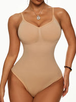 Women's Seamless Ribbed Bodysuit, Adjustable Strap Shapewear Tank Top, No Pad Slimming Body Suit, Invisible Daily Underwear