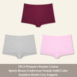 3PCS Women'sCotton Seamless Panties Sports Boxers Underwear Female Solid Color Briefs Cozy Lingerie Intimate Underpants XS-XL