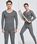 Wool Silk Thermal Underwear Set Double-sided Cashmere Long Johns Plus Cashmere Thick Autumn Winter for Men Women Warm Underwear