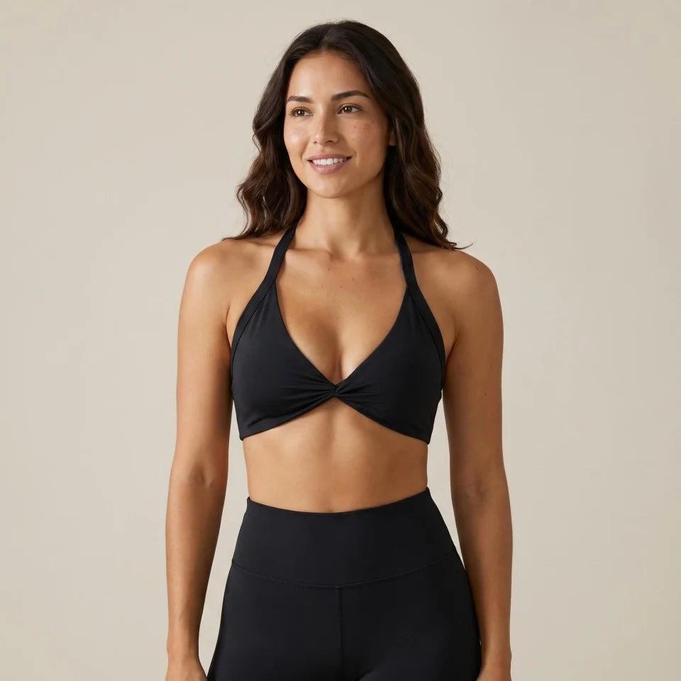 Mermaid Curve Halter Sports Bra Women Yoga Crop Top Push Up Padded Bralette Gym Workout Top Pilates Fitness Activewear