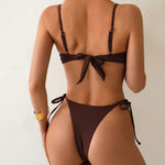 Metal Ring Swimwear Brown String Back Knotted Bikinis Sets Micro Thong Sexy Swimsuit Women 2026 Bathing Suit Bikini Biquinis