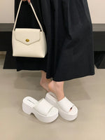 8cm Wedge Sandals Women Slippers Summer White Platform Shoes Casual Wedges Heels Black Sandalias Mujer 2026