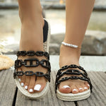2026 Summer New Women's Fashion Leisure Versatile Chain Flat Bottom Beach Sandals