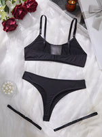 Ladies Smooth Comfortable Thin Underwear Women Sexy Nightwear Inner Solid Color Sleep Underwear Bra Set