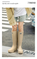 Women's Rain Boots Anti Slip Thick Soles Outdoor Long Tube Rain Boots Waterproof Fashion Wear-resistant Kitchen Women's Boots