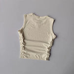 Women's Summer Nude I-Shaped Yoga Sports Vest Slimming Quick Dry Pleated Top for Fitness And Sports Activity