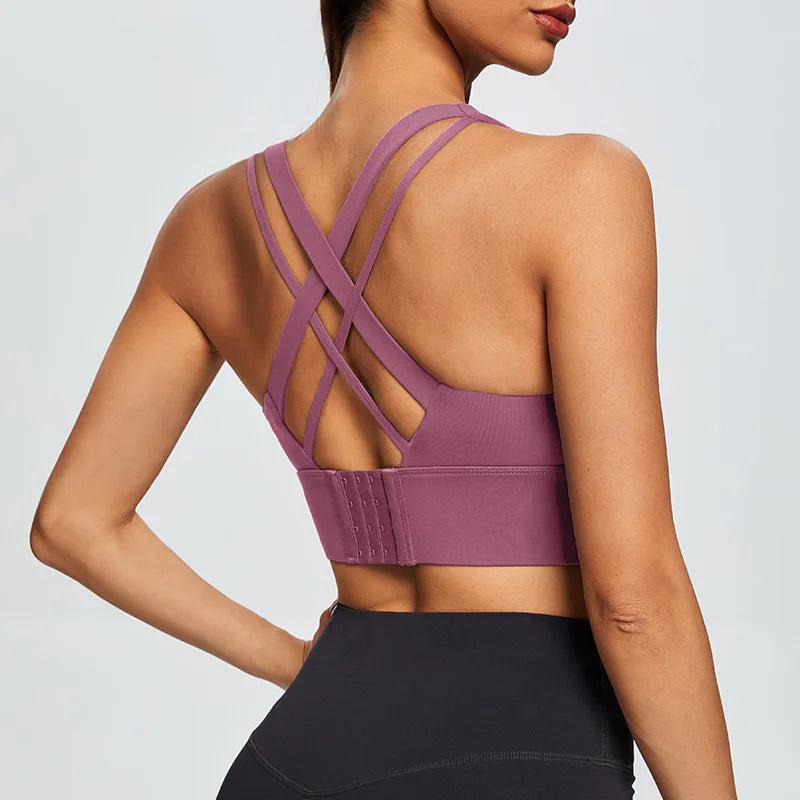 Gym Push Up Bra Women Sports Bra Back Closure High Impact Workout Sport Top Crop Fitness Wear For Yoga Gym Brassiere Sportswear