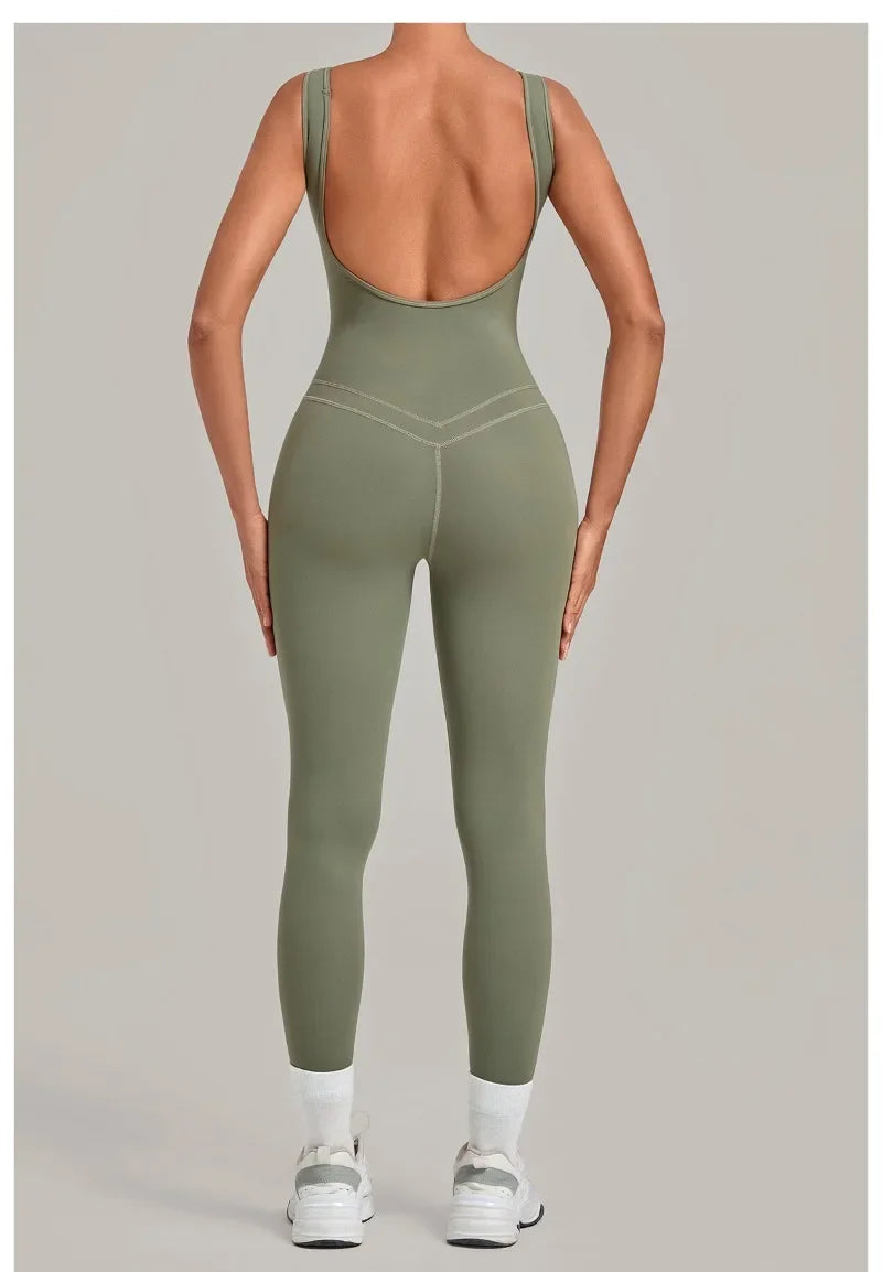 Women's Seamless Yoga Jumpsuits Fitness Sports Hip-lifting Beauty Back Sleeveless One-Piece Training Workout Running Bodysuits