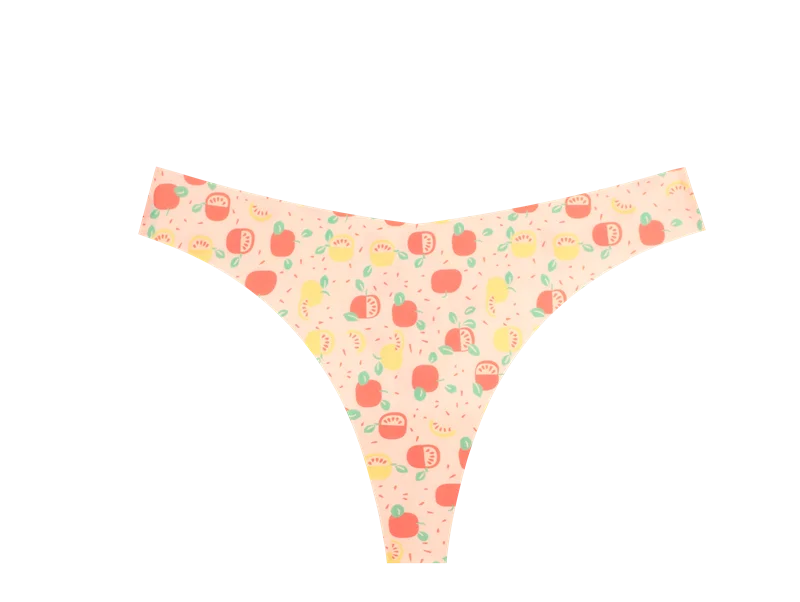 3Pcs Women G-string Seamless Sweet Fruit Thongs Low-waist Panties Ladies Soft Cute Thongs Female S-XL T-Back Panties Underwear
