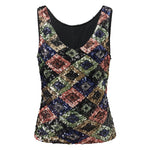 Summer Women Sequin Tank Tops Sparkly Graphic V Neck Vest Fashion Stylish Sleeveless Shirts Casual Office Daily Streetwear