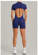 Women's Seamless Yoga Jumpsuits Sports Fitness Beauty Back Slim Fit Short-Sleeves One-Piece Workout Gym Training Bodysuits