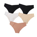 5Pcs/Set Women Panties Seamless Classic Briefs Female V-waist Underpants Soft Ice Silk Panties Sexy Lingerie Low-Rise Underwear