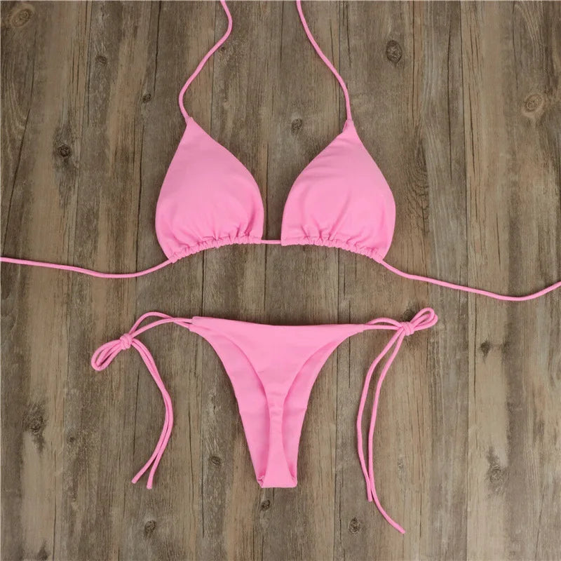 2026 Multicolor Textured Adjustable Tie Side Push Up Sexy Bikini Padded Swimwear For Women Beach Bathing Suit