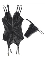 Plus Size 5XL Faux Leather Leotard Shiny Zipper Front Bodycon MiniLingerie Dress Sexy Costume Shiny Cocktail Party Dress