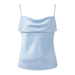 WomensTank Tops Solid Color Satin Cowl Neck Spaghetti Strap Going Out Vest Summer Daily Casual Elegant Camis Streetwear