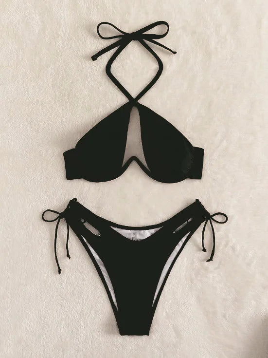 Women Sexy Black Push Up Bikini Set Micro Bathing Suits Swimwear Thong Swimsuit Two Pieces Swimming Suit Beachwear Biquini Blue