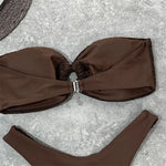 Sexy Wrinkled Bandeau Strapless Bikini Women Swimwear Female Swimsuit Two-Pieces Bikini Set Bather Bathing Suit Swim Lady V3367L