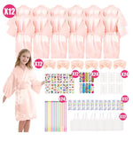 6-15Pcs Spa Party Robes for Girls Supplies Favors Kids Gowns Robe Soft Spa Headband Sleepover Birthday Party