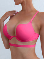 Fashionable Sexy Push-Up Bra U-Shaped Multi-Wear Bralette Invisible Backless Underwire Padded Lingerie Straps