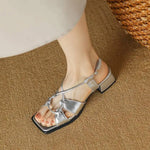 Summer New Model Fashion Middle Heeled Women's Sandals Black Buckle Open-toe Comfortable Hollow-out Women's Shoes High 3.5cm