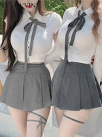 WOMENGAGA Korea Style Sexy Slim High Waist Strap A-line Half Length Skirt Fashion Women Skorts JK Sweet 2023 NewOW3W
