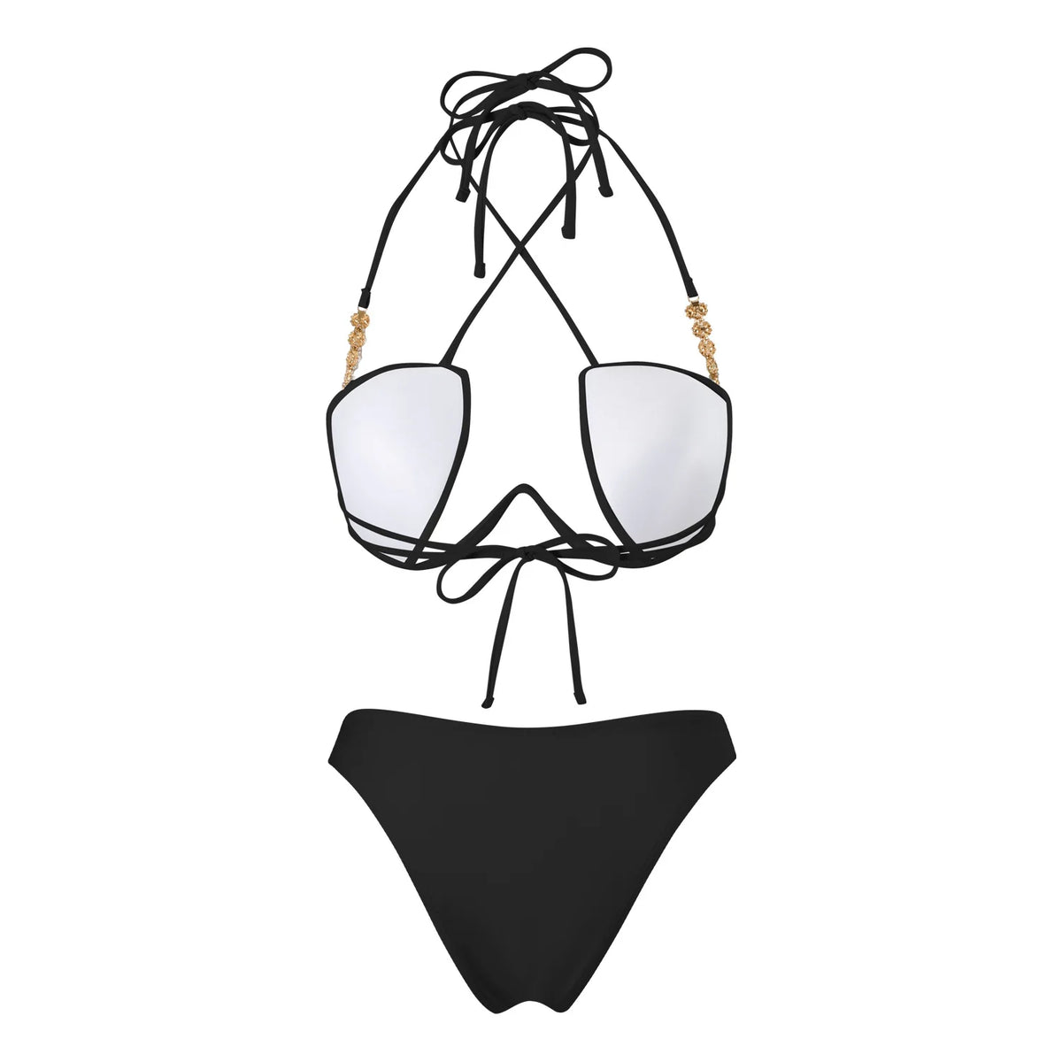 Halter Pearls V-Bar Underwired Bra Cup Bikini Women Swimwear Female Swimsuit Two-pieces Bikini Set Push Up Bathing Suit Swim