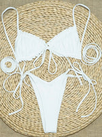 Sexy Printed Ruffled Frilled Thong Bikini Women Swimwear Female Swimsuit Two Pieces Bikini set Micro String Bathing Suit Swim