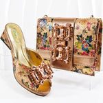 Doershow New Arrival Shoes and Bag Set African Sets 2024 green Nigerian Women Shoes and Matching Bags Set for wedding HAA1-8