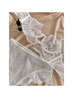 MOYISU French temptation lace big boobs small bra underwear ultra thin set transparent white sensory pure desire underwear