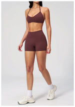 New Tight Yoga Set Women Breathable Quick Drying Sports Bra High Waist Shorts Fitness Suit Outwear Leisure Workout Gym Tracksuit
