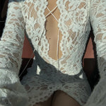 Woman Dress Clothing V-neck White Lace Dress 2025 Vestidos Para Mujer Fall Lace-up High Slit Slim LongEvening Party Dresses
