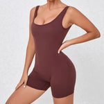 Women's Seamless Yoga Jumpsuit - Quick-Dry Nude Workout Suit with V-Neck & Sexy Back, Tight Fitness Wear for Running Gym Workout