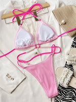 DEKA Brazilian Micro Lace-Up Bikini SetPearl Women Tie-up Swimsuit Bathing Suits Thong Swimwear FemaleBeach Wear Swimming