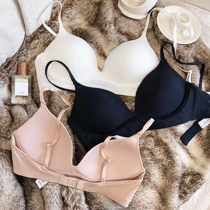Seamless Underwear for Women Sexy Small Breast Push Up Bra Wireless Breathable Lingerie Backless Comfort Adjustable Brassiere