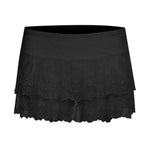 Y2k Women Lace Mini Skirt Ruffle Low Waist Double Layer Short A Line Skirts Fairycore Layered Korean Summer Skirts Streetwear