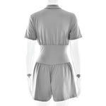FDYOUI New 2026 Summer Zip-up Corset Playsuits Women Casual Short Sleeve Sports Fitness Overalls One Piece Tunics Yoga Bodysuit