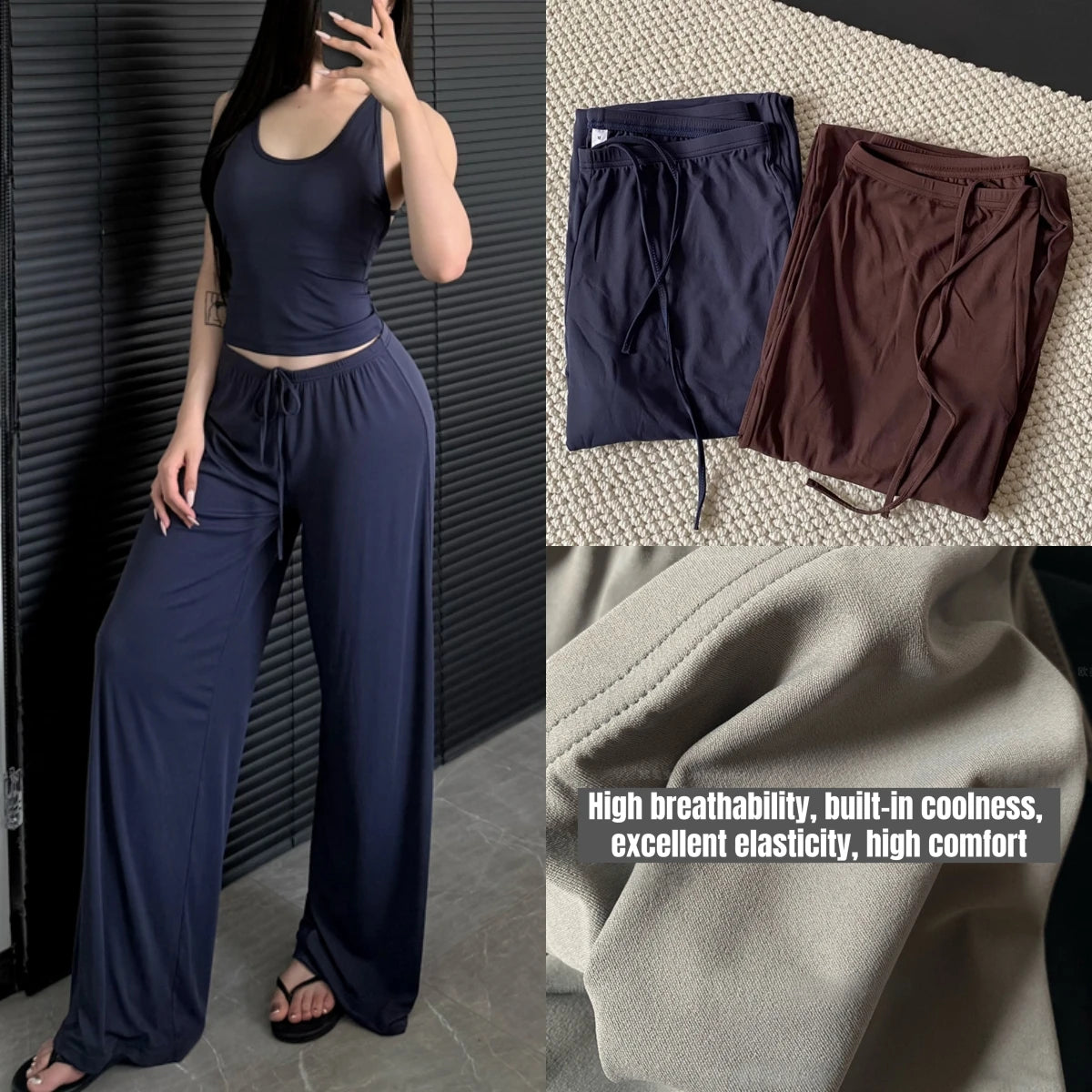 High Waist Wide-Leg Yoga Joggers for Women, Female Casual Tracksuit Bottoms, Straight Outdoor Baggy Sweatpants