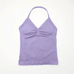 NCLAGEN Gym Longline Strappy Top Women Seamless Yoga Tank With Removable Pads V Neck Workout Clothes Sports Running Fitness Vest
