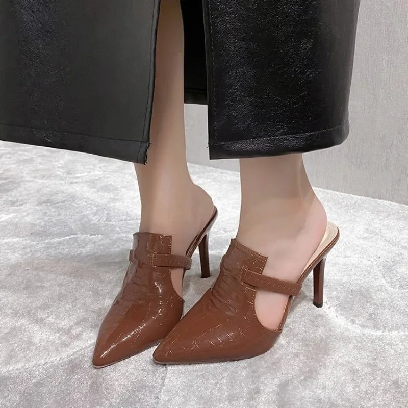 2026 New style Baotou type high-heeled shoes pointy heel 8.5CM comfortable casual wear fashion sandals Hollow sexy single shoes